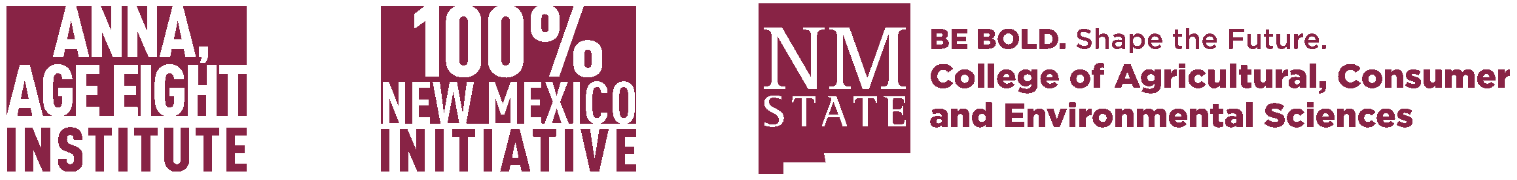 Anna, Age Eight Institute, 100% New Mexico Initiative, and NMSU logos